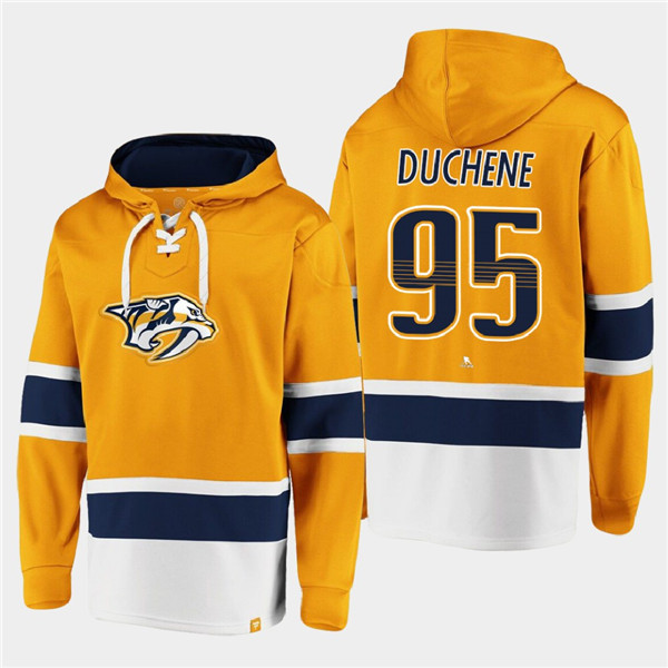 Men's Gold Nashville Predators #95 Matt Duchene Ageless Must-Have Lace-Up Pullover Hoodie